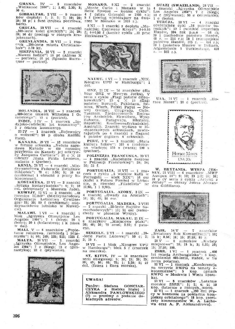 20 VI 2 ZnaCzkl Slawnl ludzle": 16 pt (Alfons X portret); 38 pt (Ignacio Barraquer portret). MONAKO. OXI 2 znaczki Monte Carlo i Monako w la Belle Epoque konlec cyklu": 4 f (alma Grimaldi w 1906 r.