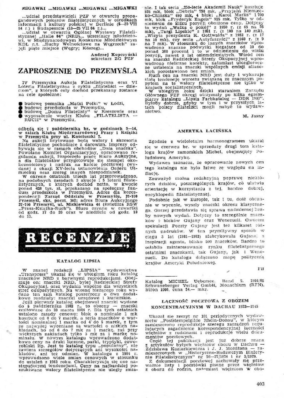 .. ttrzirritral," ZAPROSZENIE DO PRZEMYSLA IV zernyska AukCja FiloteliatyCzna oraz VI Loteda PrFilat ellotyczna z cyklu filatellici do leclam", I kaiwych ce1y dochtil przekozony zostanie na cele