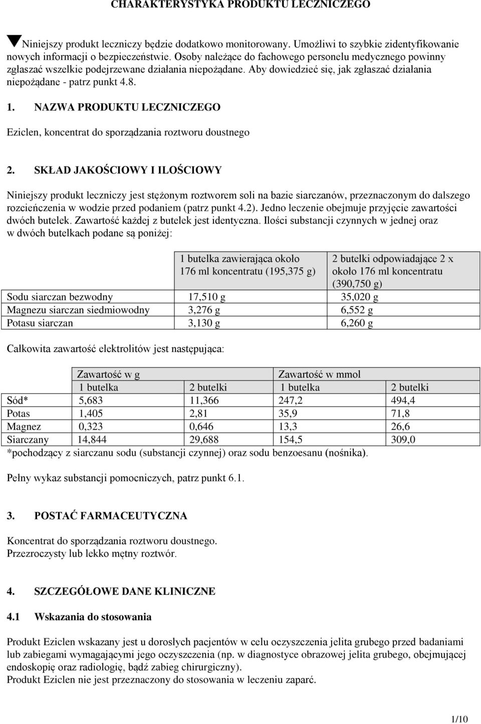 NAZWA PRODUKTU LECZNICZEGO Eziclen, koncentrat do sporządzania roztworu doustnego 2.
