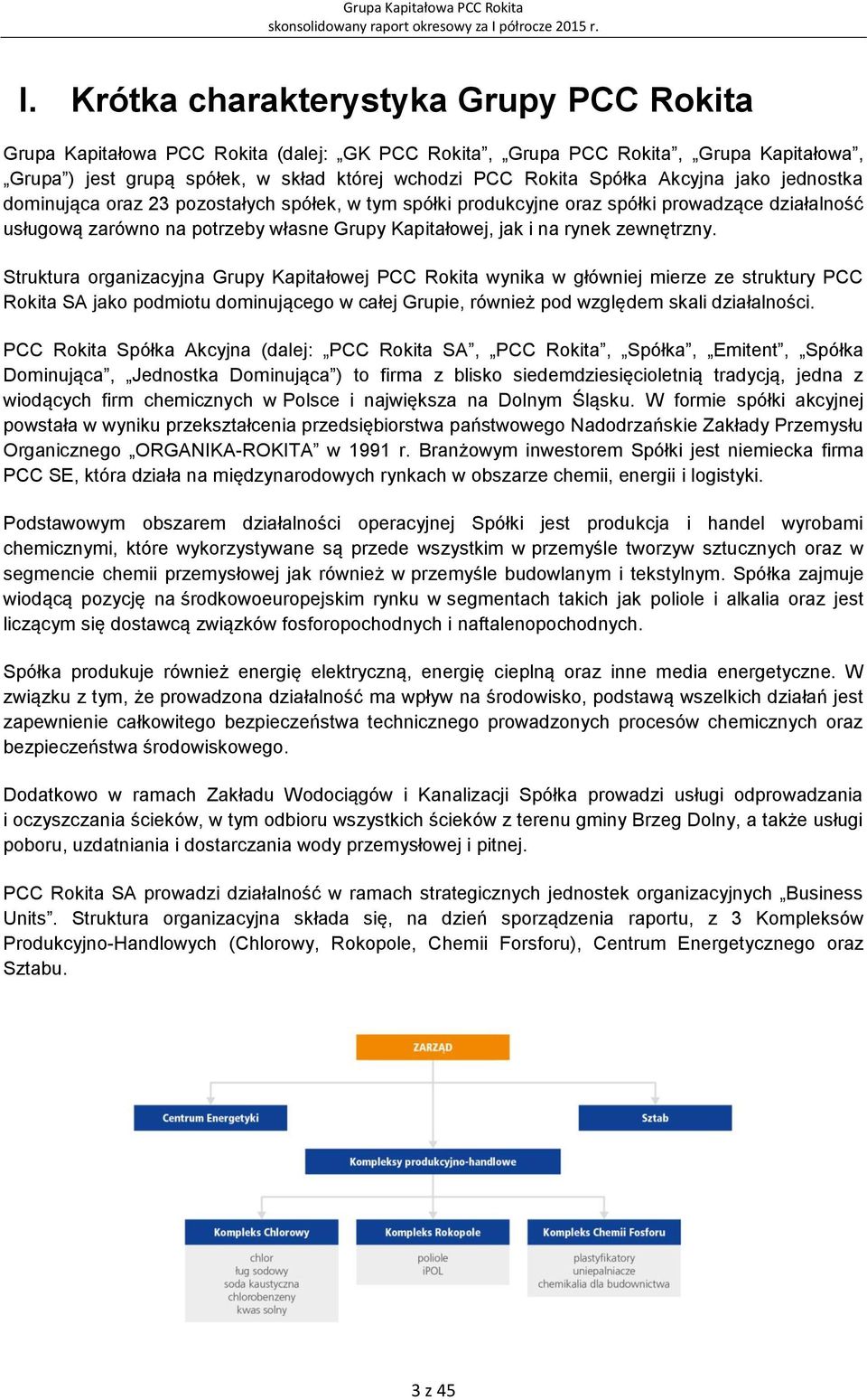 zewnętrzny. Struktura organizacyjna Grupy Kapitałowej PCC Rokita wynika w główniej mierze ze struktury PCC Rokita SA jako podmiotu dominującego w całej Grupie, również pod względem skali działalności.