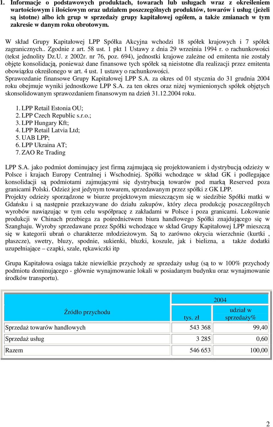 . Zgodnie z art. 58 ust. 1 pkt 1 Ustawy z dnia 29 wrzenia 1994 r. o rachunkowoci (tekst jednolity Dz.U. z 2002r. nr 76, poz.