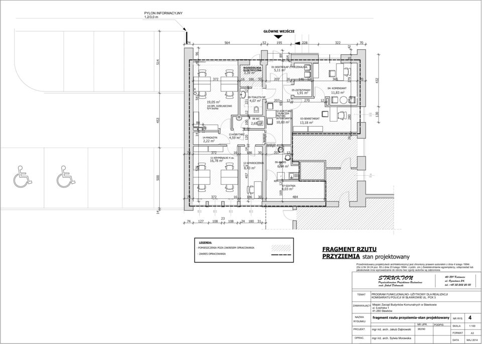 270 12 02-KORYTARZ Z PUNKTEM PRZYJĘĆ INTERESANTA 10,60 m 2 05-ZATRZYMANY 1,91 m 2 03-SEKRETARIAT 13,18 m 2 04- KOMENDANT 11,83 m 2 130 14-MAGAZYN 2,22 m 2 13-KORYTARZ 4,59 m 2 kontrola dostępu 74 372