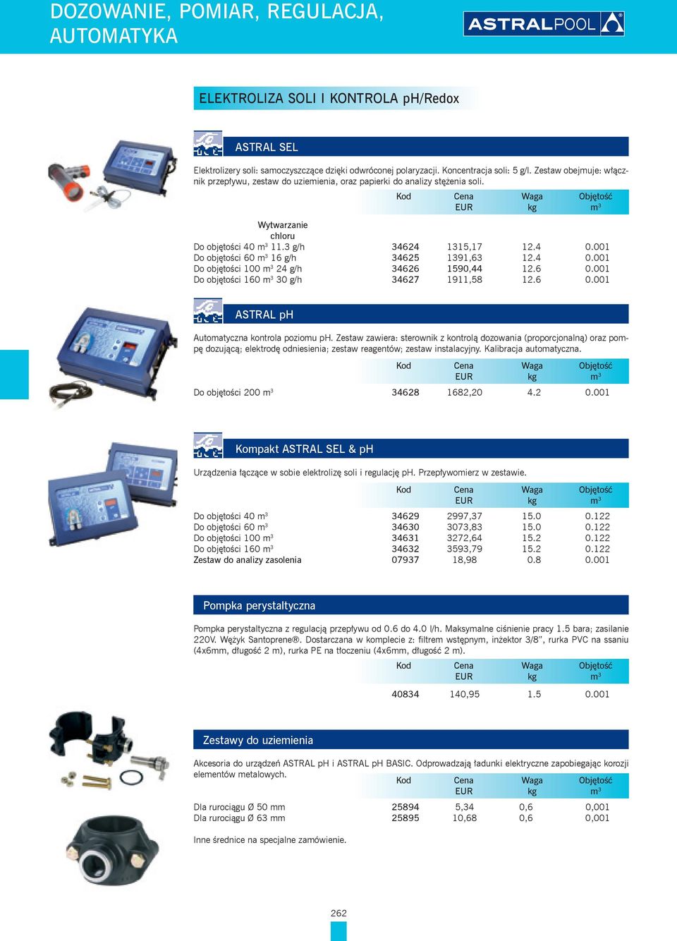 001 Do objętości 60 m 3 16 g/h 34625 1391,63 12.4 0.001 Do objętości 100 m 3 24 g/h 34626 1590,44 12.6 0.001 Do objętości 160 m 3 30 g/h 34627 1911,58 12.6 0.001 Astral ph Automatyczna kontrola poziomu ph.