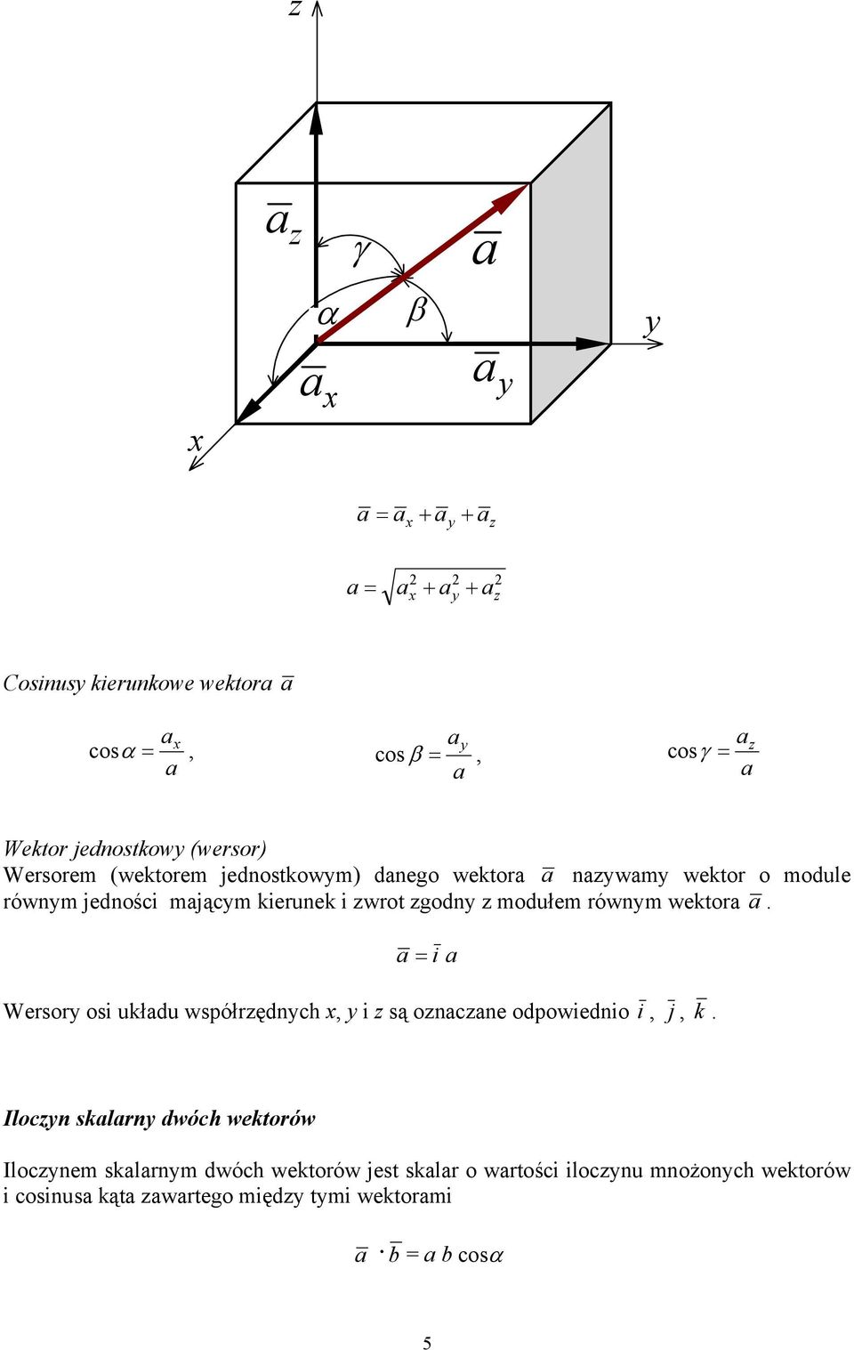 modułem ówm wektoa a. a a Weso os układu współędch, są oacae odpowedo, j, k.