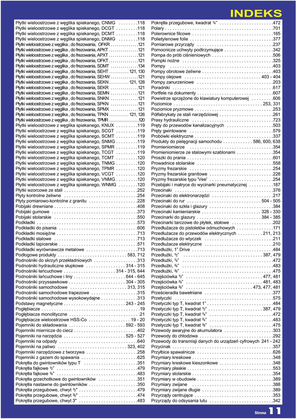 ..............121 Płytki wieloostrzowe z węglika, do frezowania, APXT...............121 Płytki wieloostrzowe z węglika, do frezowania, OFKT...............121 Płytki wieloostrzowe z węglika, do frezowania, SDMT.