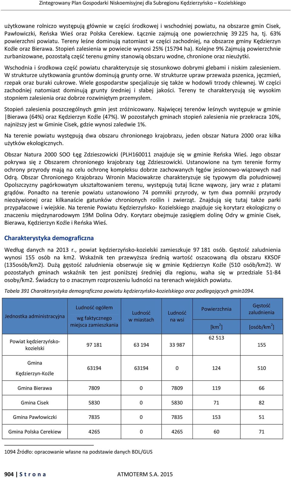 Kolejne 9% Zajmują powierzchnie zurbanizowane, pozostałą część terenu gminy stanowią obszaru wodne, chronione oraz nieużytki.