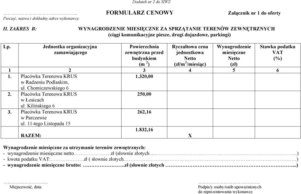 Radzeniu Podlaskim, ul. Chomiczewskiego 6 1.320,00 3.