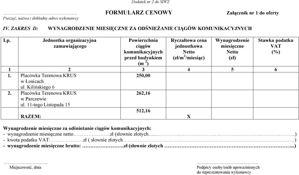 budynkiem 250,00 262,16 512,16 za odśnieżanie ciągów