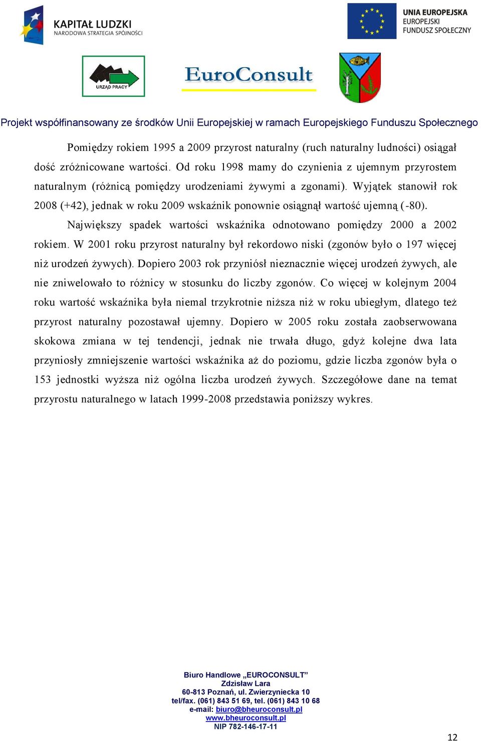 Wyjątek stanowił rok 2008 (+42), jednak w roku 2009 wskaźnik ponownie osiągnął wartość ujemną (-80). Największy spadek wartości wskaźnika odnotowano pomiędzy 2000 a 2002 rokiem.