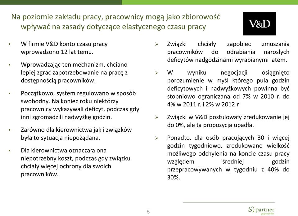 Na koniec roku niektórzy pracownicy wykazywali deficyt, podczas gdy inni zgromadzili nadwyżkę godzin. Zarówno dla kierownictwa jak i związków była to sytuacja niepożądana.