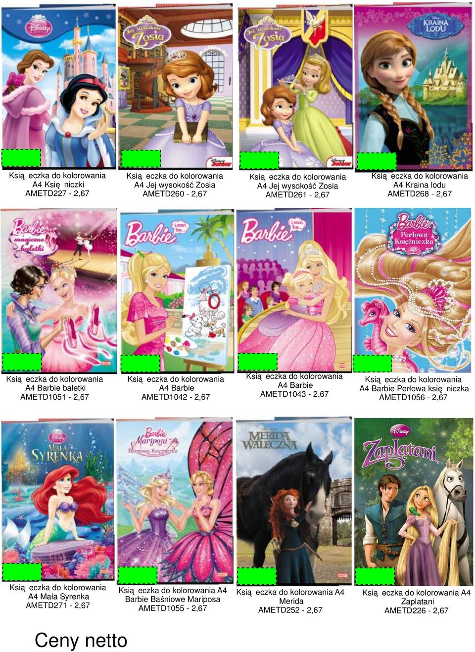 AMETD1042-2,67 Książeczka do kolorowania A4 Barbie AMETD1043-2,67 Książeczka do kolorowania A4 Barbie Perłowa księżniczka AMETD1056-2,67 Książeczka do kolorowania A4 Mała