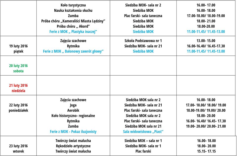 2016 Ferie z MOK - Pokaz iluzjonisty sala nr 2 - sala nr 21 sala nr 2 sala