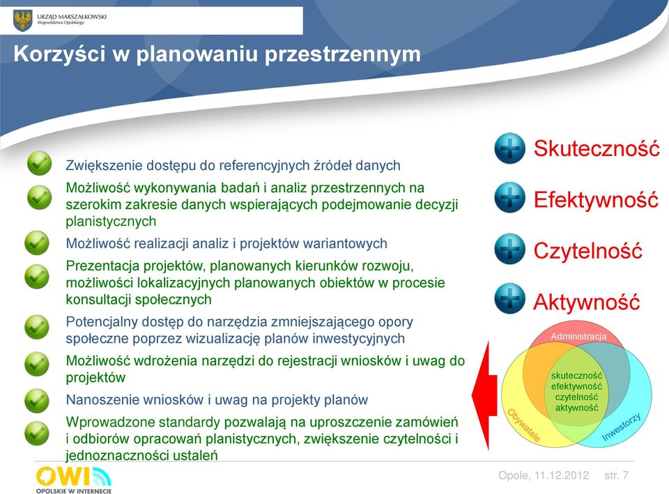 konsultacji społecznych Potencjalny dostęp do narzędzia zmniejszającego opory społeczne poprzez wizualizację planów inwestycyjnych Możliwość wdrożenia narzędzi do rejestracji wniosków i uwag do