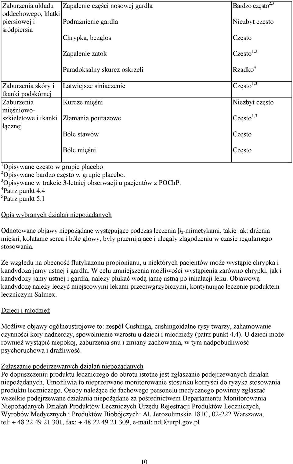 pourazowe Często 1,3 Bóle stawów Często Bóle mięśni Często 1 Opisywane często w grupie placebo. 2 Opisywane bardzo często w grupie placebo.