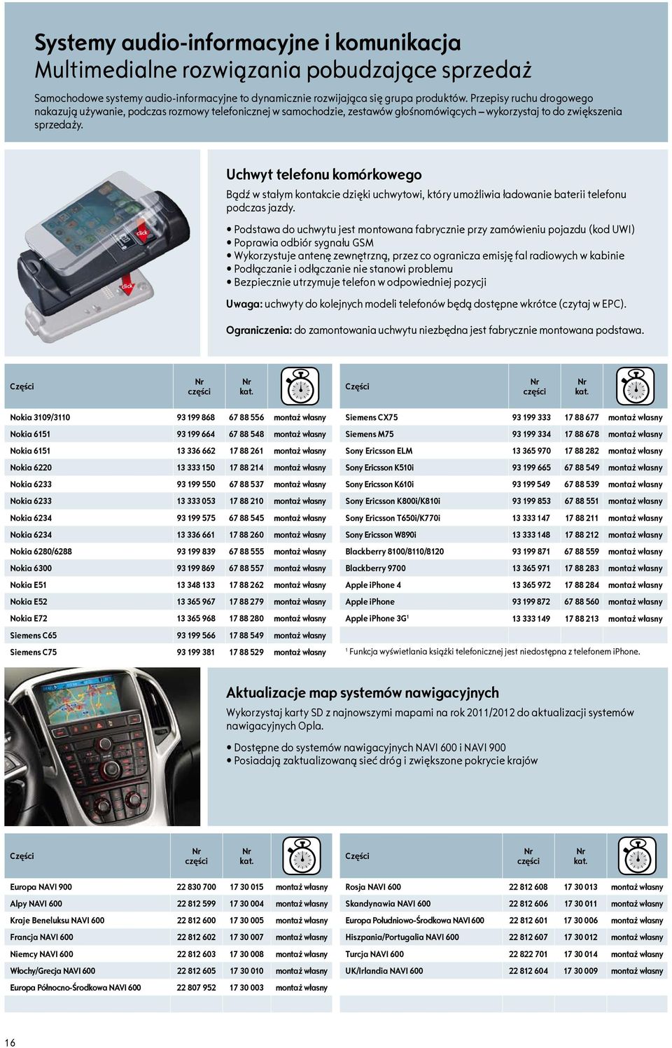 click click Uchwyt telefonu komórkowego Bądź w stałym kontakcie dzięki uchwytowi, który umożliwia ładowanie baterii telefonu podczas jazdy.