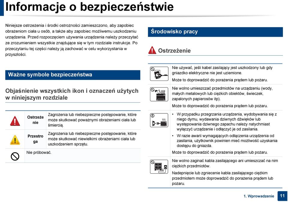 Po przeczytaniu tej części należy ją zachować w celu wykorzystania w przyszłości.