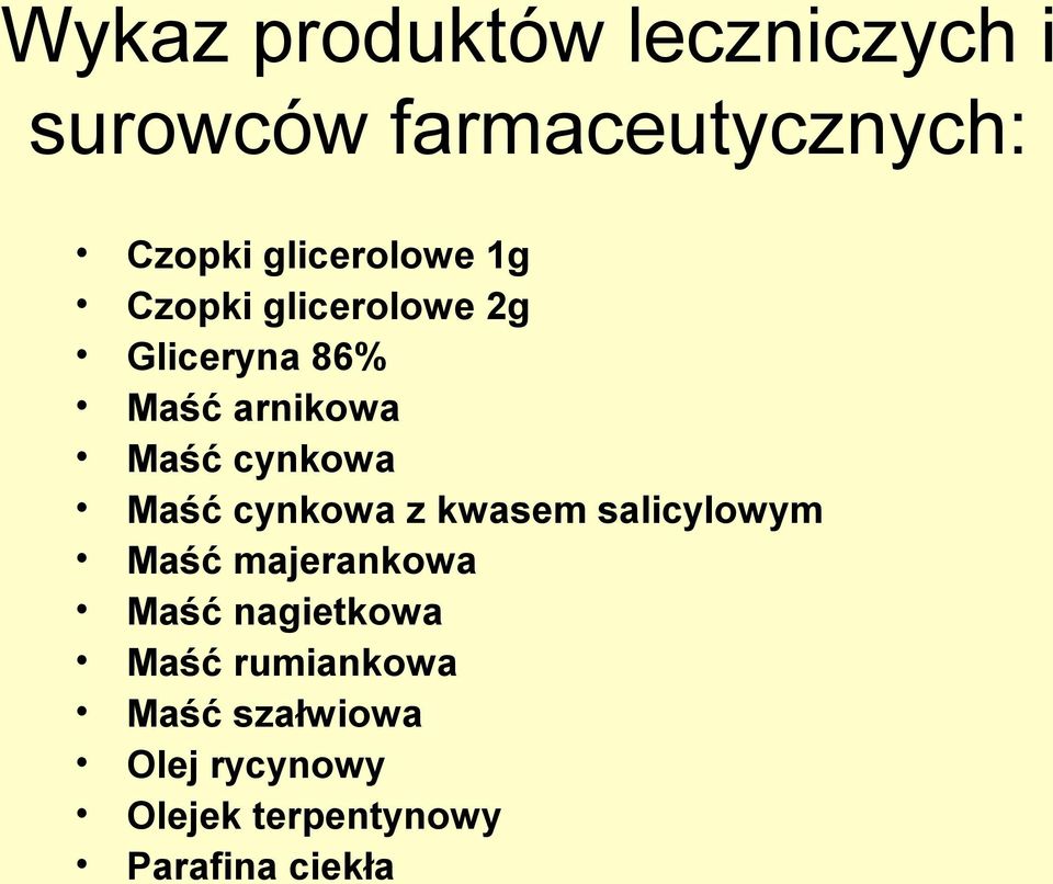 cynkowa Maść cynkowa z kwasem salicylowym Maść majerankowa Maść