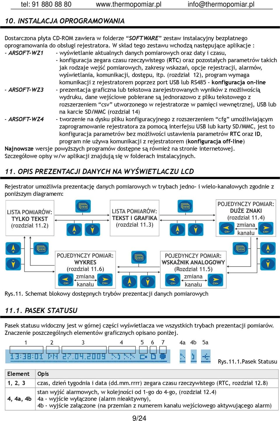 parametrów takich jak rodzaje wejść pomiarowych, zakresy wskazań, opcje rejestracji, alarmów, wyświetlania, komunikacji, dostępu, itp.