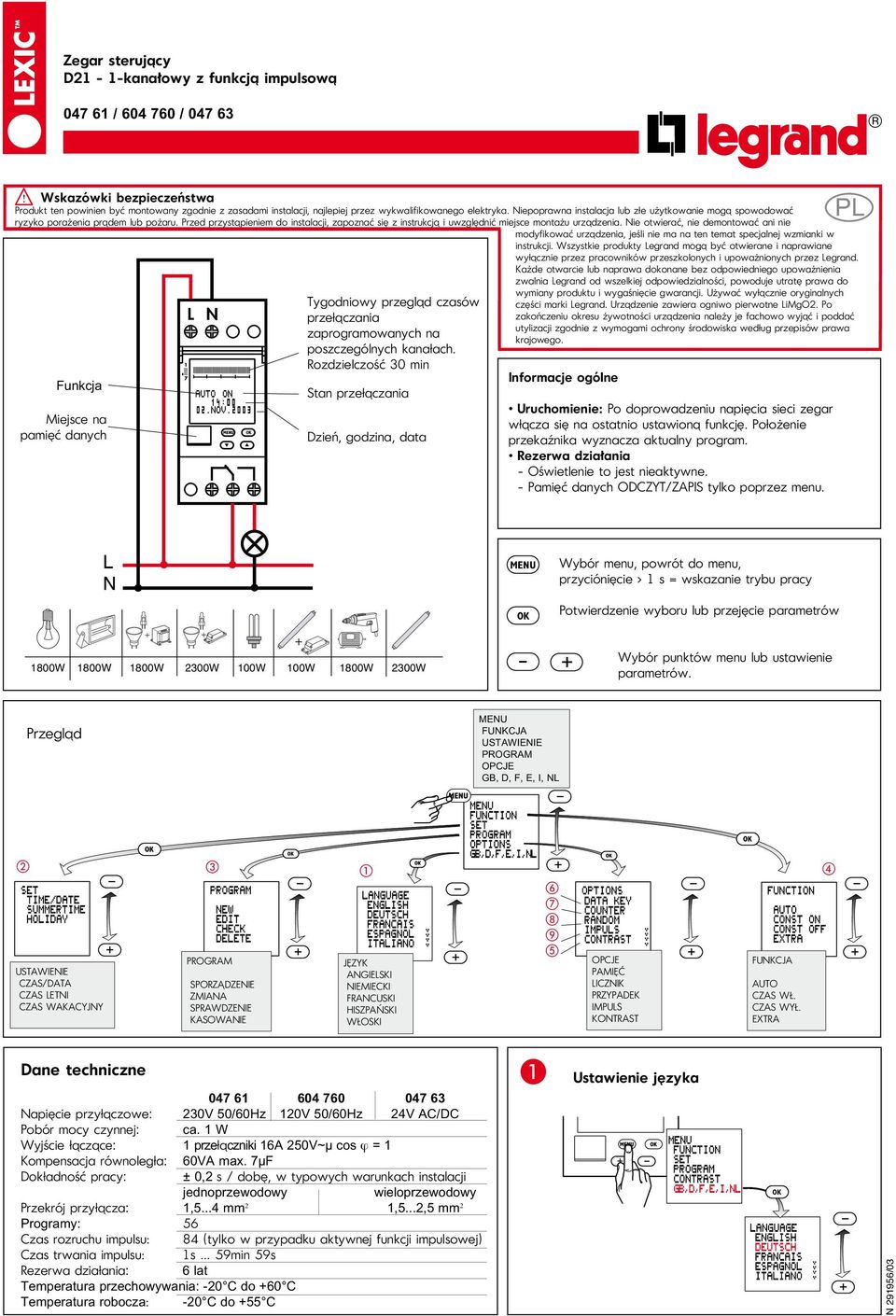 Niepoprawna instalacja lub złe użytkowanie mogą spowodować ryzyko porażenia prądem lub pożaru. Przed przystąpieniem do instalacji, zapoznać się z instrukcją i uwzględnić miejsce montażu urządzenia.