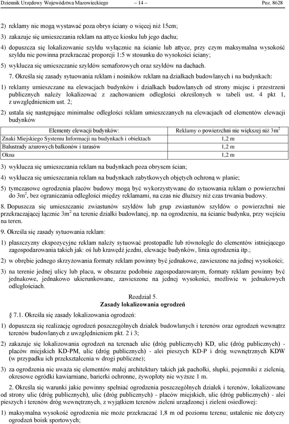 lub attyce, przy czym maksymalna wysokość szyldu nie powinna przekraczać proporcji 1:5 w stosunku do wysokości ściany; 5) wyklucza się umieszczanie szyldów semaforowych oraz szyldów na dachach. 7.