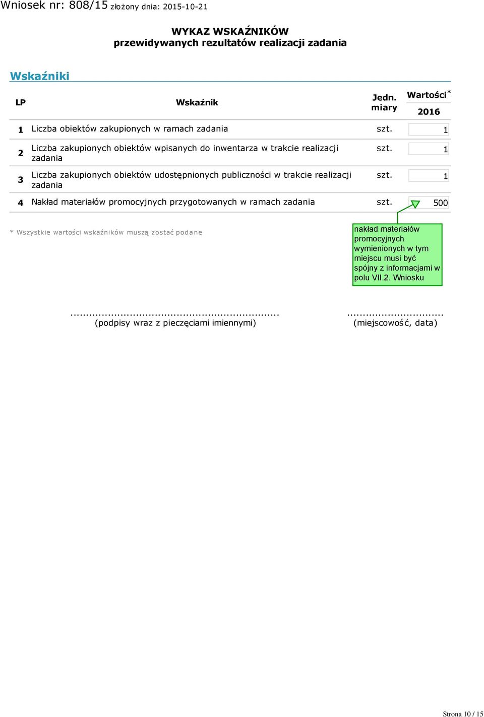 1 2 3 Liczba zakupionych obiektów wpisanych do inwentarza w trakcie realizacji zadania Liczba zakupionych obiektów udostępnionych