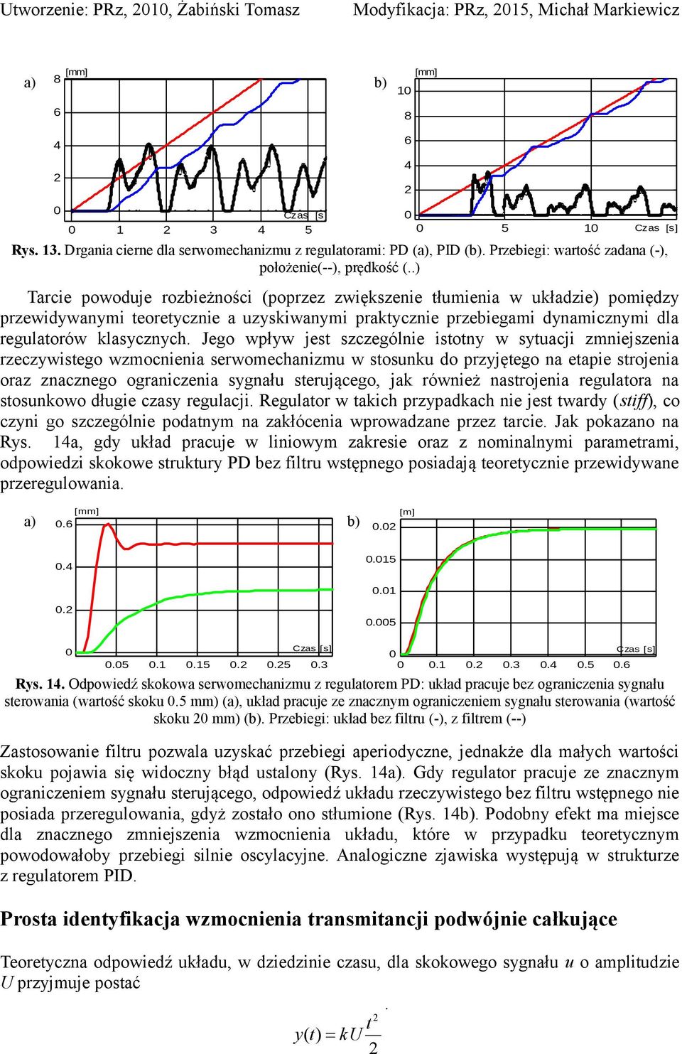 .) Tacie owoduje ozbieżności (ozez zwięszenie tłumienia w uładzie) omiędzy zewidywanymi teoetycznie a uzysiwanymi atycznie zebiegami dynamicznymi dla egulatoów lasycznych.