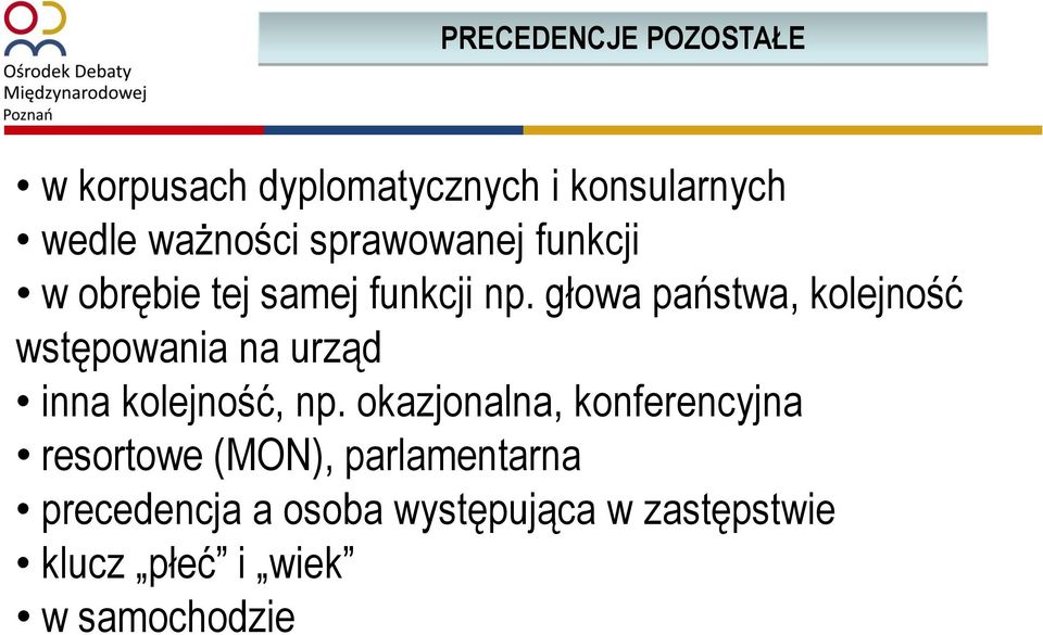 głowa państwa, kolejność wstępowania na urząd inna kolejność, np.