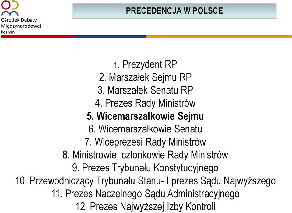 Wiceprezesi Rady Ministrów 8. Ministrowie, członkowie Rady Ministrów 9.