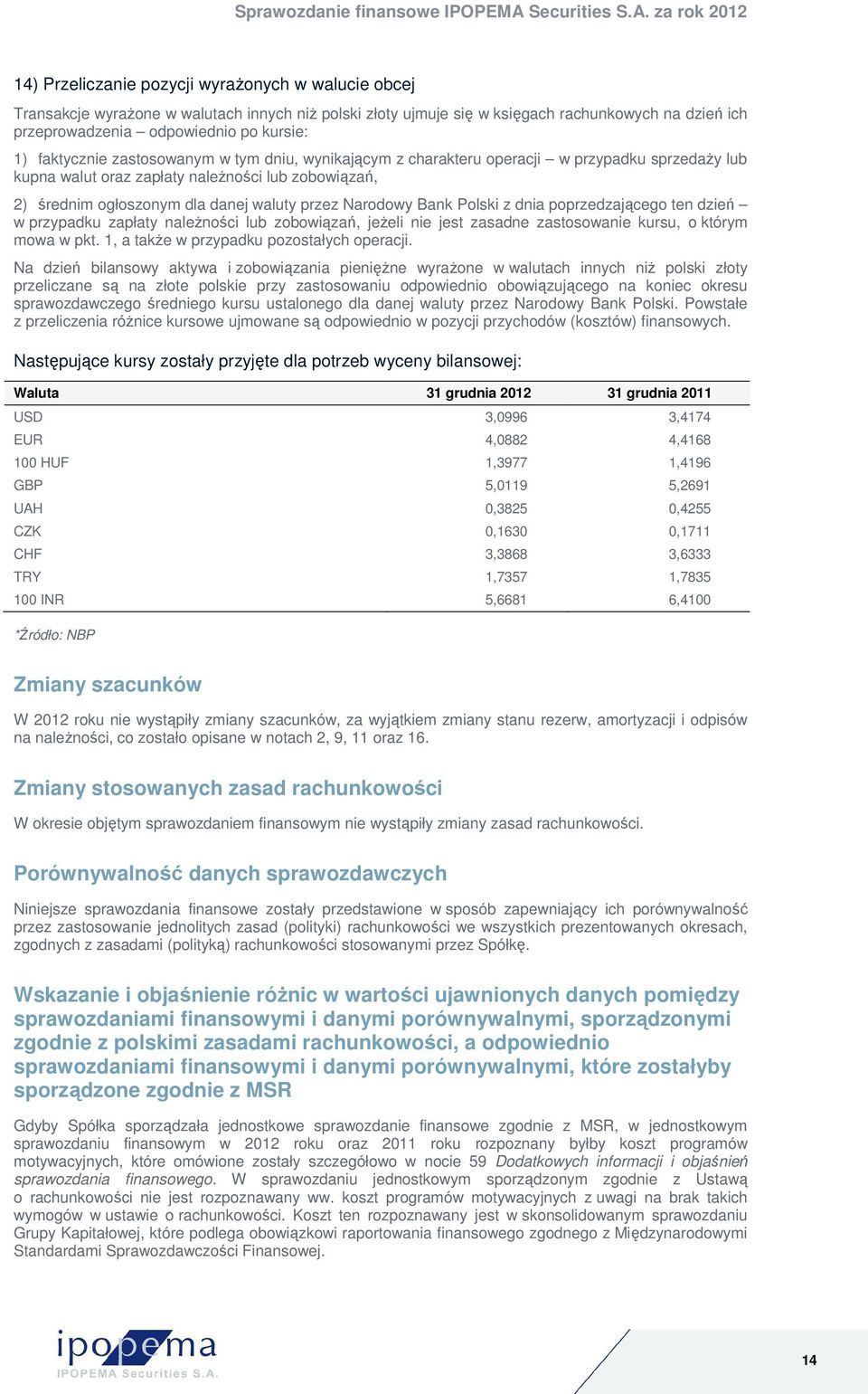 Narodowy Bank Polski z dnia poprzedzającego ten dzień w przypadku zapłaty naleŝności lub zobowiązań, jeŝeli nie jest zasadne zastosowanie kursu, o którym mowa w pkt.