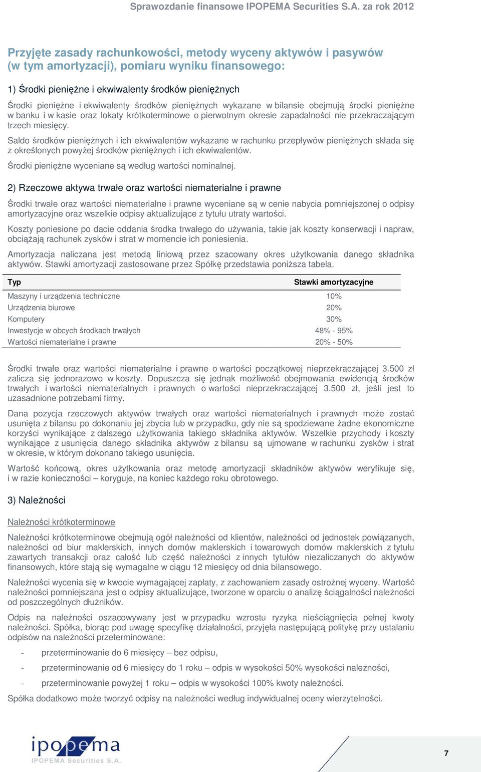 Saldo środków pienięŝnych i ich ekwiwalentów wykazane w rachunku przepływów pienięŝnych składa się z określonych powyŝej środków pienięŝnych i ich ekwiwalentów.