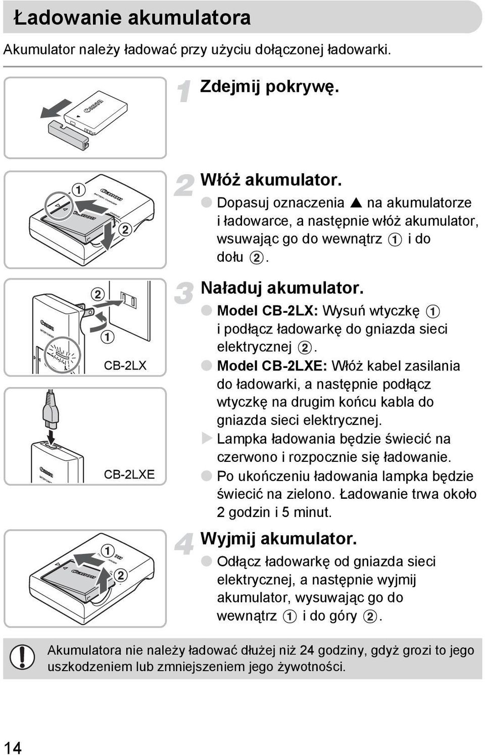 Model CB-2LX: Wysuń wtyczkę ipodłącz ładowarkę do gniazda sieci elektrycznej.