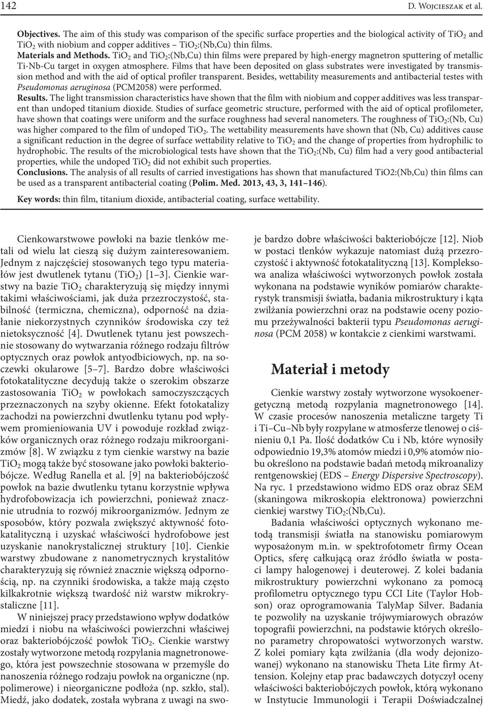 Materials and Methods. TiO 2 and TiO 2 :(Nb,Cu) thin films were prepared by high-energy magnetron sputtering of metallic Ti-Nb-Cu target in oxygen atmosphere.