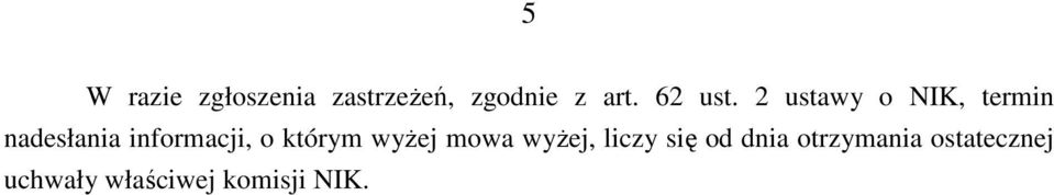 2 ustawy o NIK, termin nadesłania informacji, o