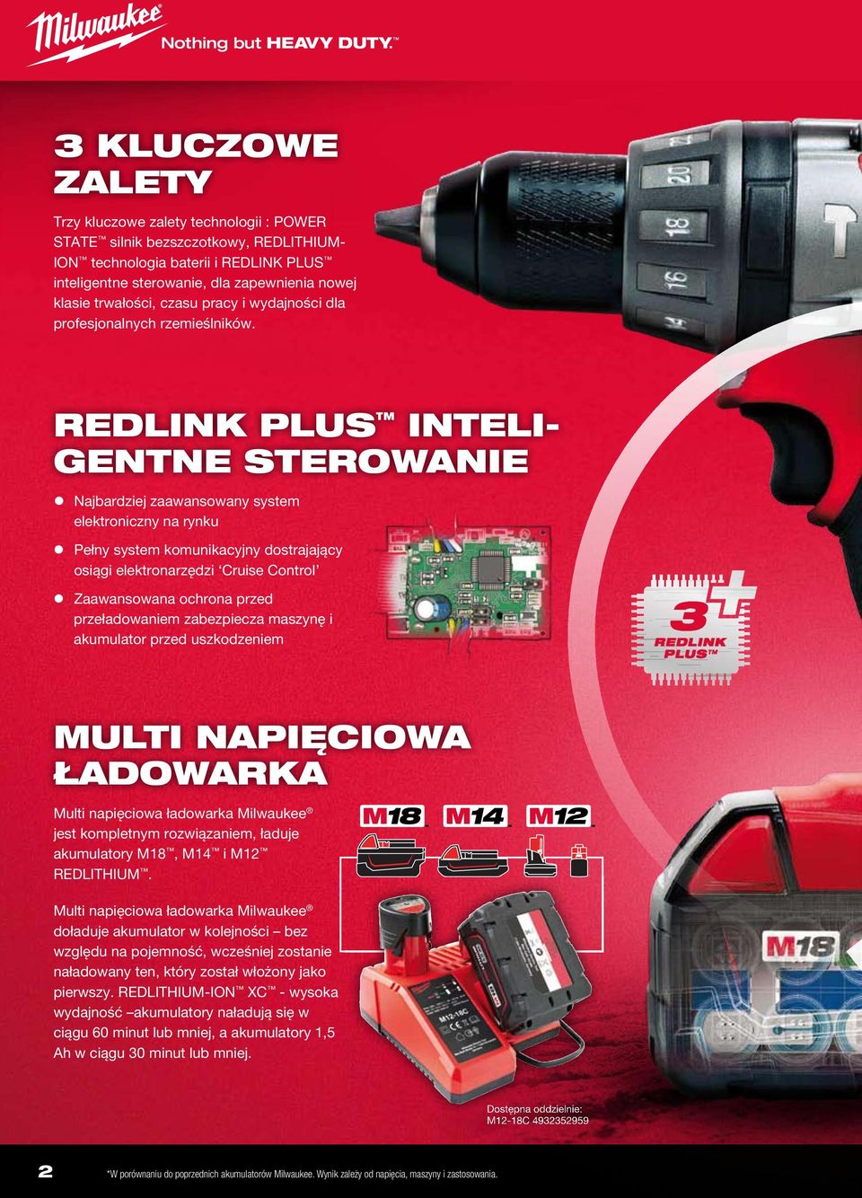 REDLINK PLUS INTELI GENTNE STEROWANIE Najbardziej zaawansowany system elektroniczny na rynku Pełny system komunikacyjny dostrajający osiągi elektronarzędzi Cruise Control Zaawansowana ochrona przed