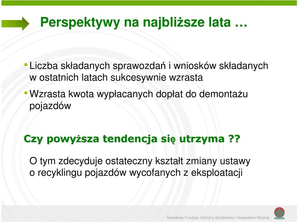 dopłat do demontażu pojazdów Czy powyższa tendencja się utrzyma?