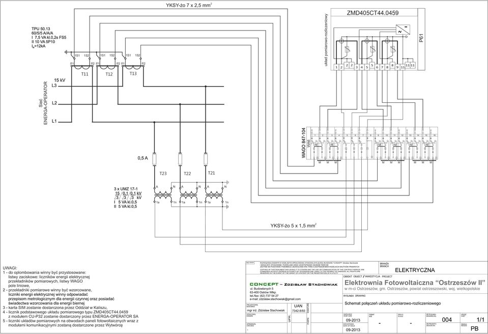 0, a N n a N n a N n YKSYżo x, mm UWGI: do opombowania winny być przystosowane: istwy zacisowe: iczniów energii eetrycznej przeładniów pomiarowych, istwy WGO poe iniowe, przeładnii pomiarowe winny