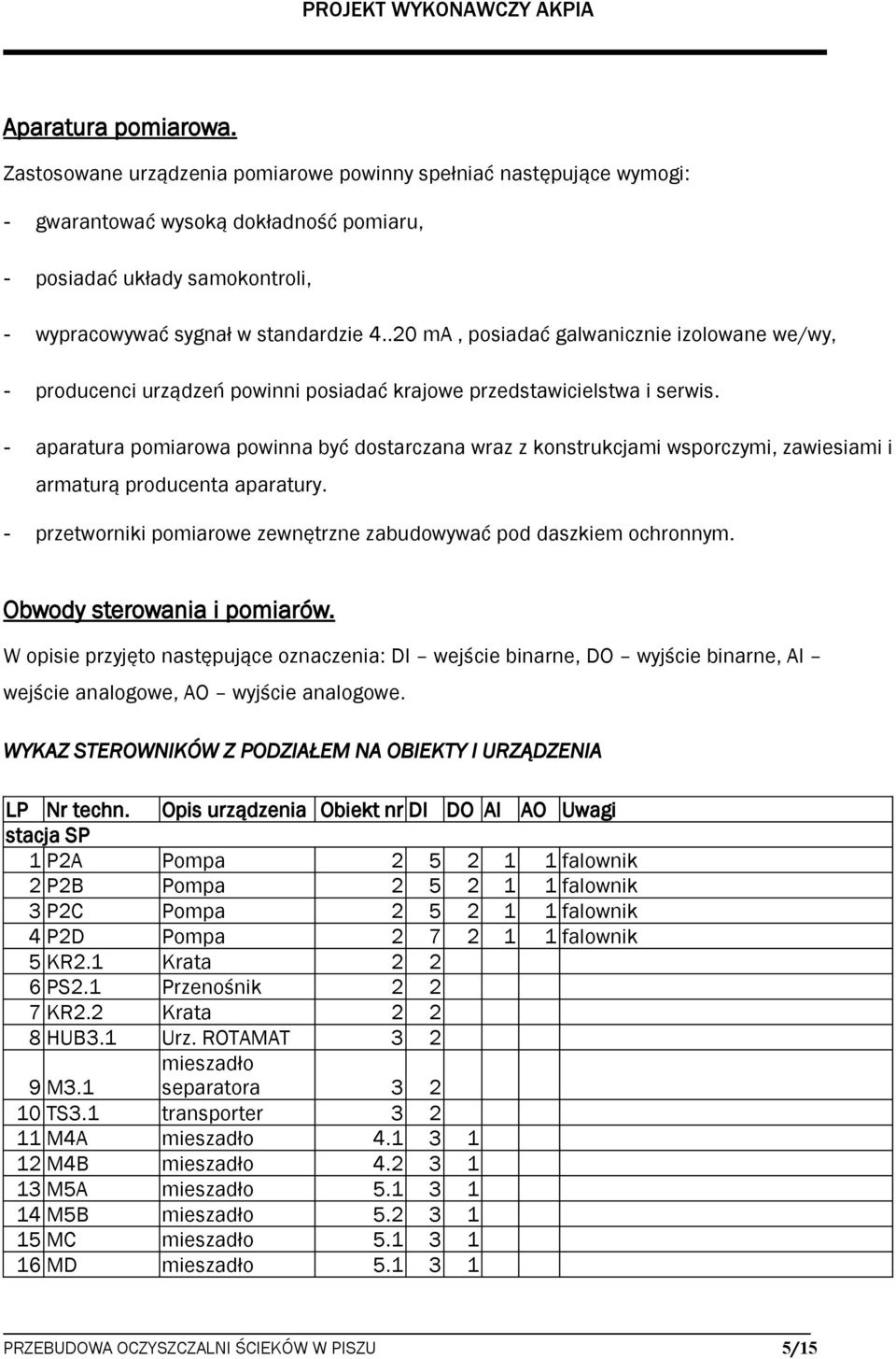 .20 ma, posiadać galwanicznie izolowane we/wy, - producenci urządzeń powinni posiadać krajowe przedstawicielstwa i serwis.