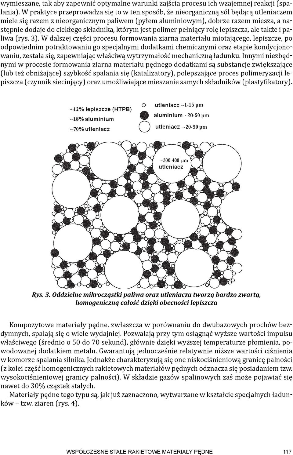 składnika, którym jest polimer pełniący rolę lepiszcza, ale także i paliwa (rys. 3).
