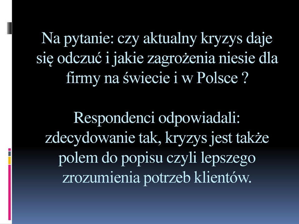 Respondenci odpowiadali: zdecydowanie tak, kryzys jest