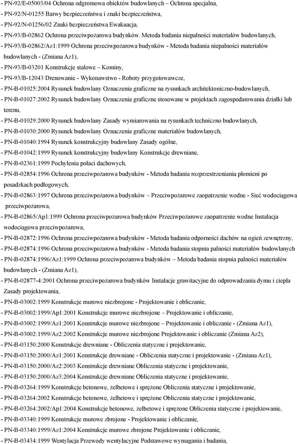 Metoda badania niepalności materiałów budowlanych, - PN-93/B-02862/Az1:1999 Ochrona przeciwpożarowa budynków - Metoda badania niepalności materiałów budowlanych - (Zmiana Az1), - PN-93/B-03201