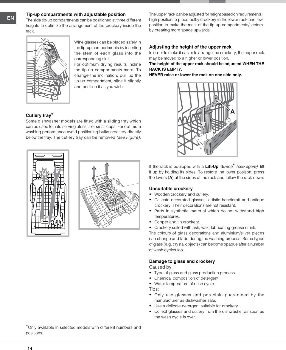 To change the inclination, pull up the tip-up compartment, slide it slightly and position it as you wish.