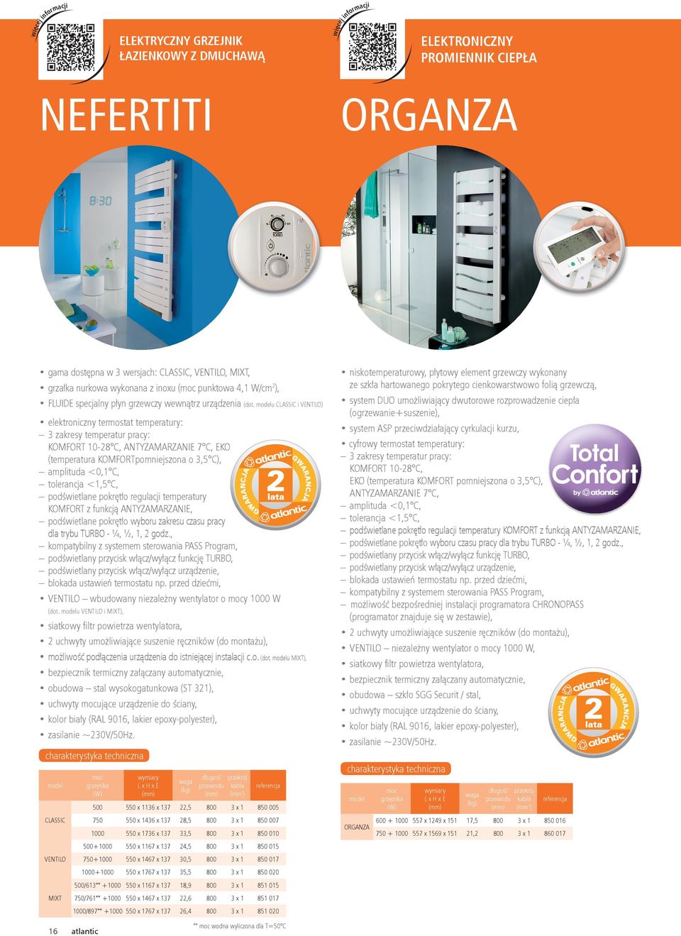 u CLASSIC i VENTILO) elektroniczny termostat temperatury: 3 zakresy temperatur pracy: KOMFORT 10-28 C, ANTYZAMARZANIE 7 C, EKO (temperatura KOMFORTpomniejszona o 3,5 C), amplituda <0,1 C,