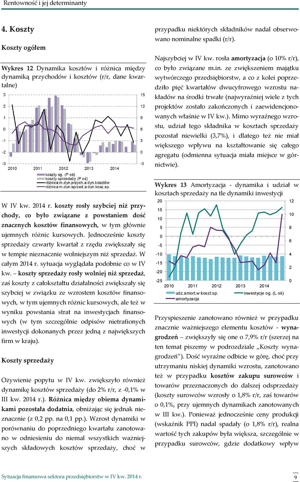 Najszybciej w IV kw. rosła amortyzacja (o 1% r/r), co było związane m.in.
