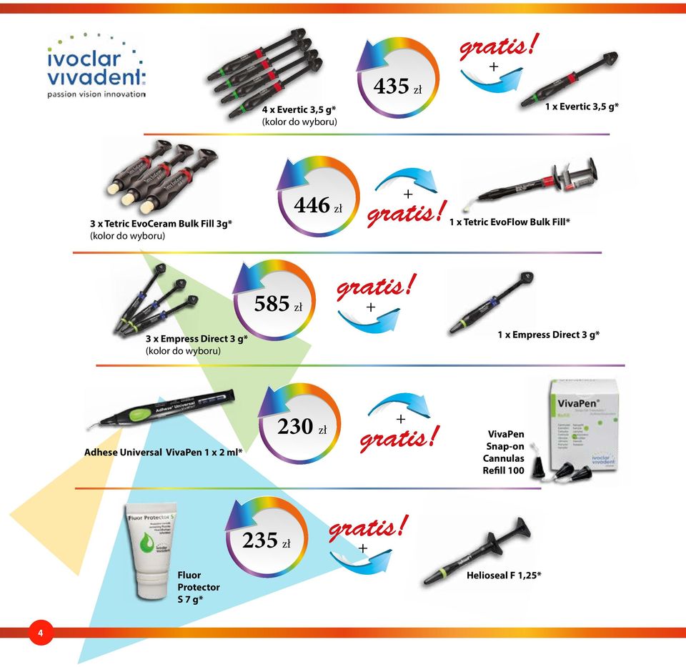 Direct 3 g* (kolor do wyboru) 1 x Empress Direct 3 g* Adhese Universal VivaPen 1 x 2