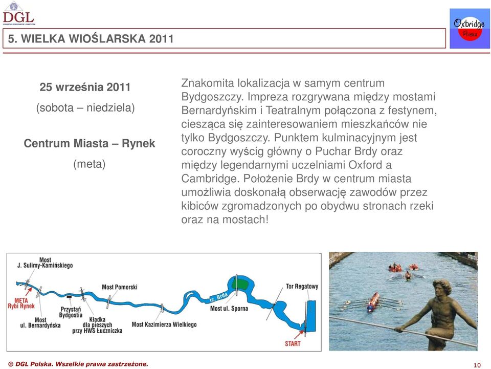 Punktem kulminacyjnym jest coroczny wyścig główny o Puchar Brdy oraz między legendarnymi uczelniami Oxford a Cambridge.