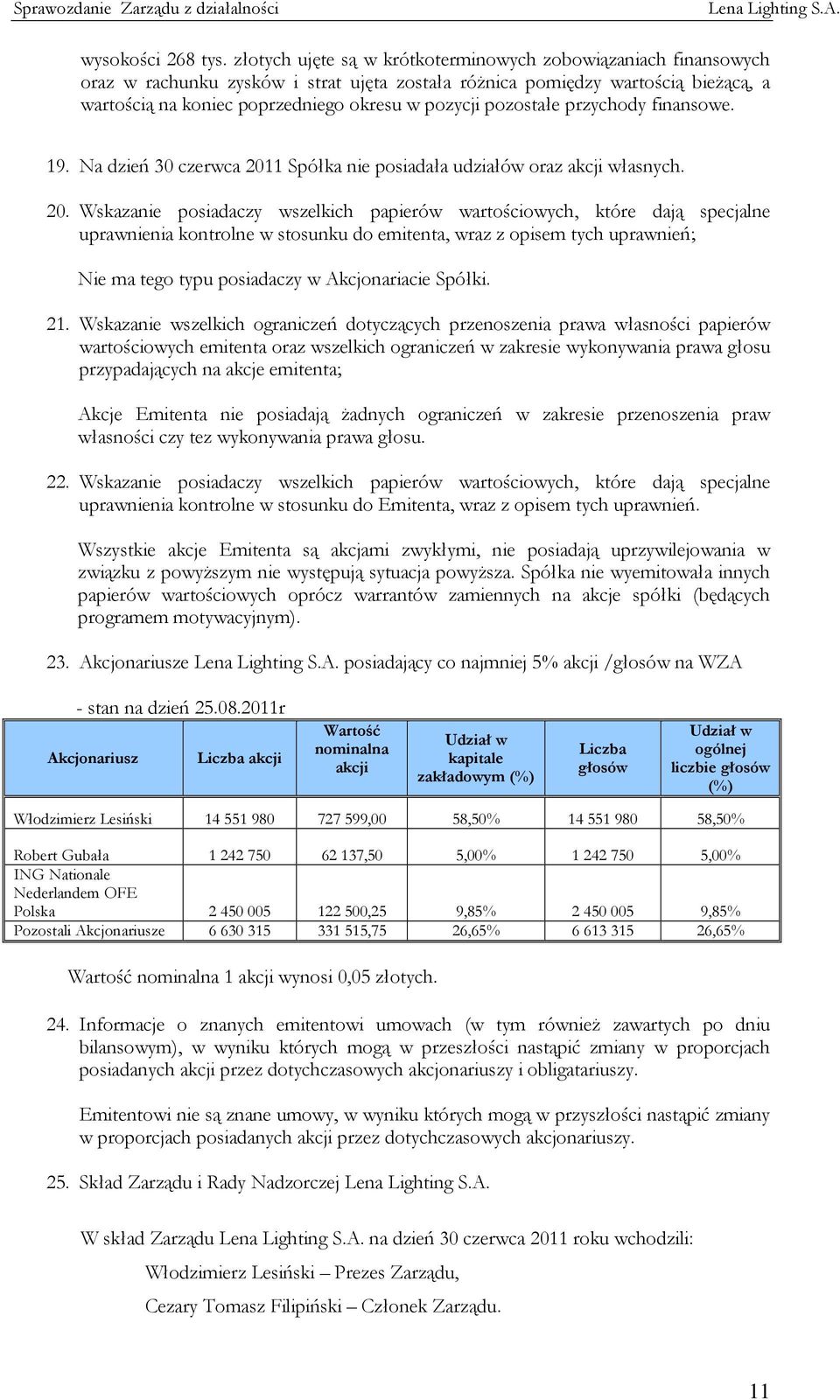 pozostałe przychody finansowe. 19. Na dzień 30 czerwca 201