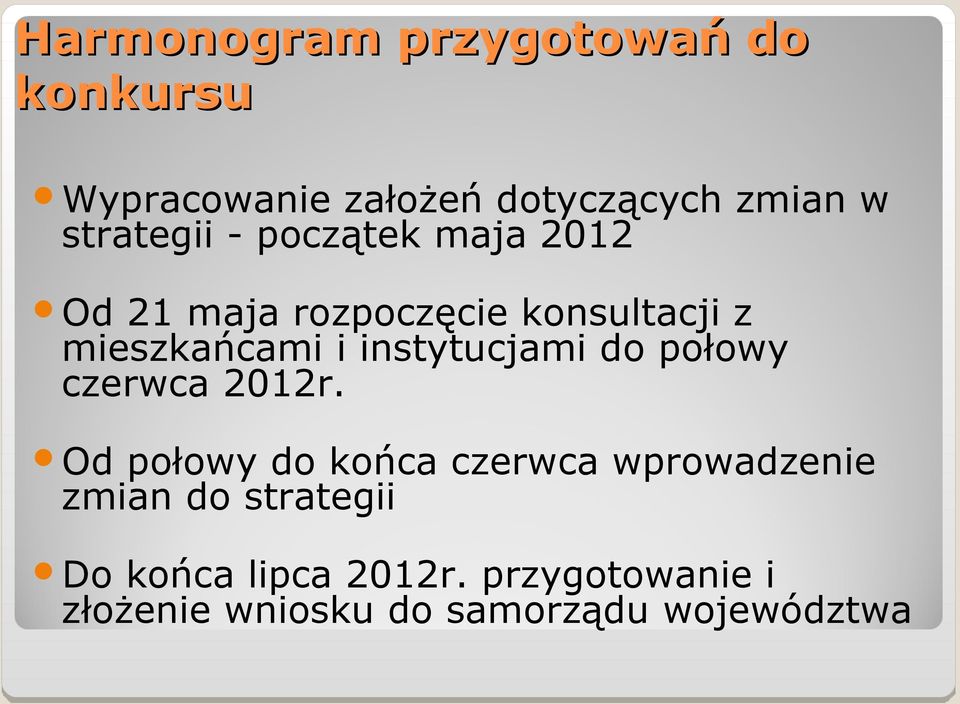 instytucjami do połowy czerwca 2012r.