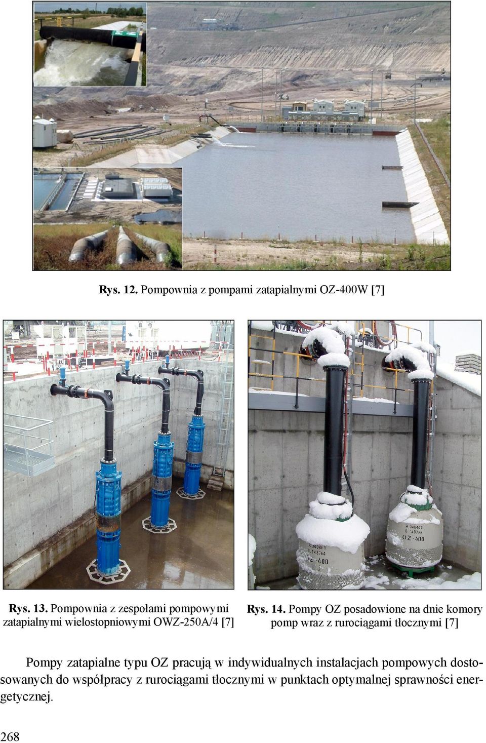 Pompy OZ posadowione na dnie komory pomp wraz z rurociągami tłocznymi [7] Pompy zatapialne typu OZ