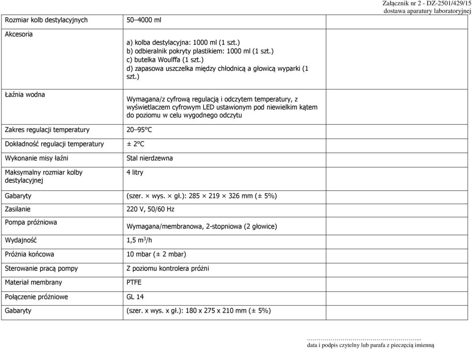 ) Wymagana/z cyfrową regulacją i odczytem temperatury, z wyświetlaczem cyfrowym LED ustawionym pod niewielkim kątem do poziomu w celu wygodnego odczytu Zakres regulacji temperatury 20 95 C Dokładność