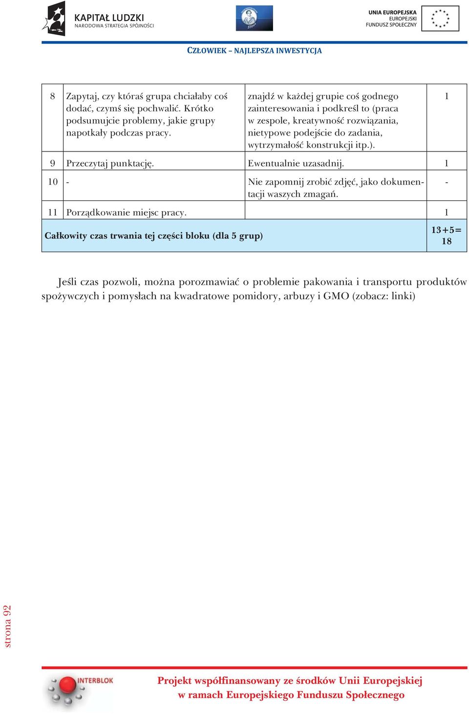 ). 9 Przeczytaj punktacjê. Ewentualnie uzasadnij. 0 - Nie zapomnij zrobiæ zdjêæ, jako dokumentacji waszych zmagañ. - Porz¹dkowanie miejsc pracy.